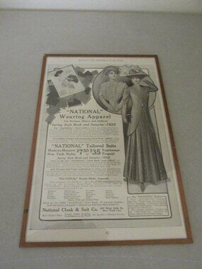 HARVEY'S Wallhangers-1909-Antique Original Printing-Wom/Suits-Handcrafted Frame-